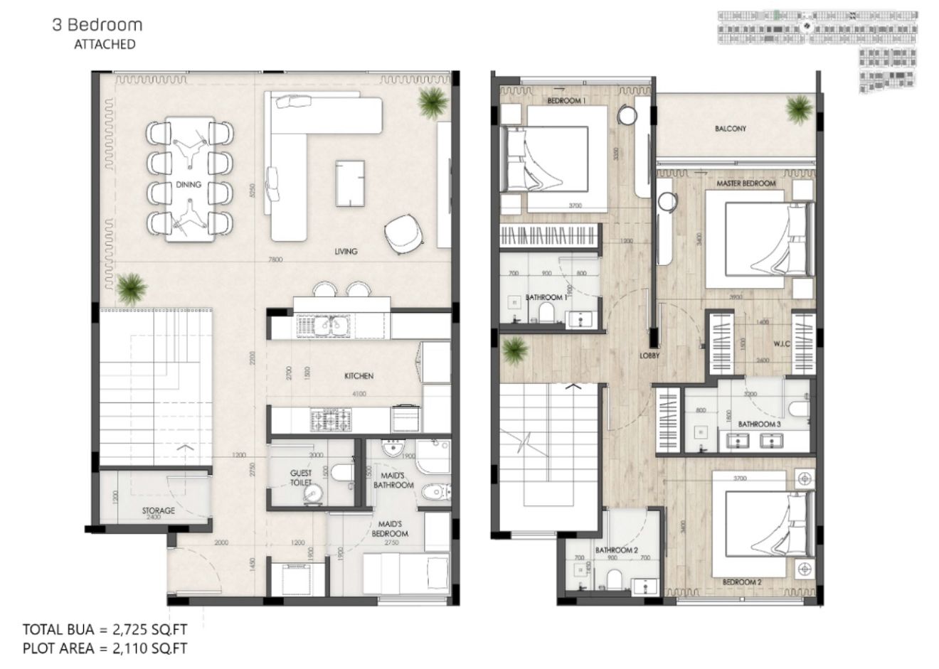 3BR Townhouse Floorplan
