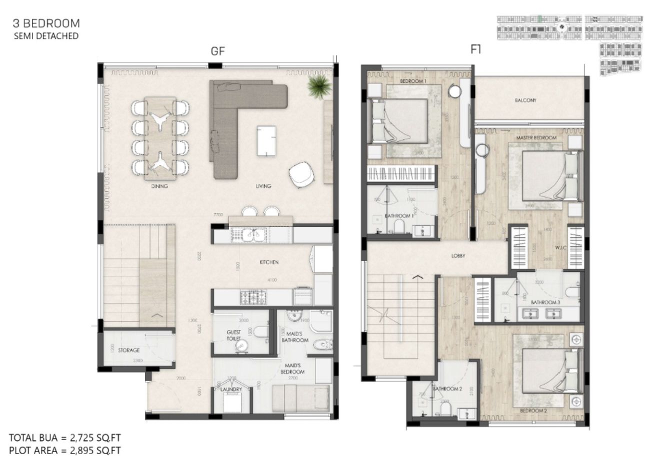 3BR Townhouse Floorplan